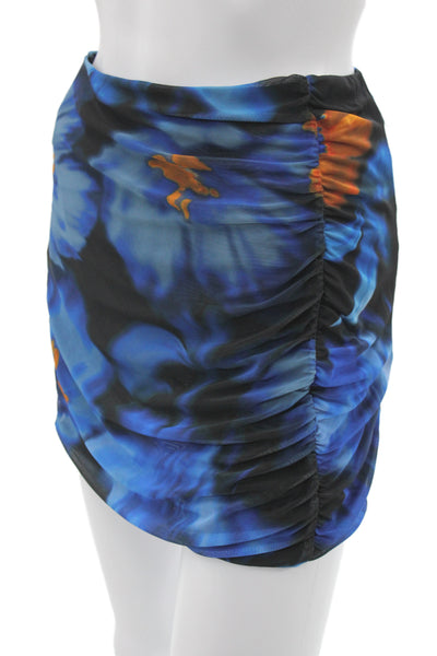 MNG Women Floral Collared Mini Set Blue Long Sleeve Size M