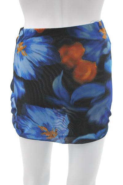 MNG Women Floral Collared Mini Set Blue Long Sleeve Size M