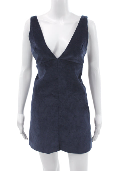 Zara Women Overall Mini Dress Dark Blue V-Neck Sleeveless Size M
