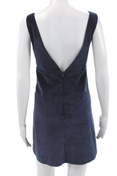 Zara Women Overall Mini Dress Dark Blue V-Neck Sleeveless Size M