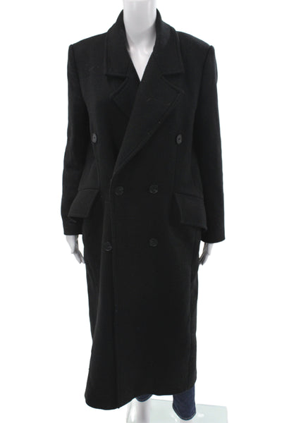 Zara Unisex Pea Coat Black Wool Button Collared Size XS