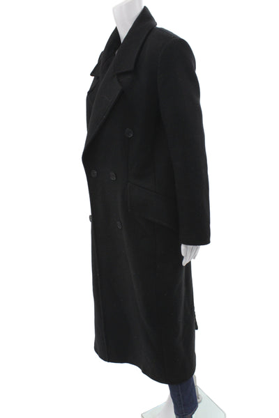 Zara Unisex Pea Coat Black Wool Button Collared Size XS