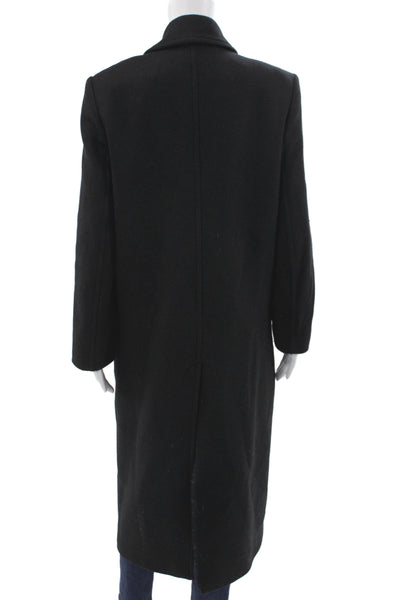 Zara Unisex Pea Coat Black Wool Button Collared Size XS