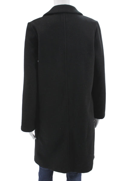 Zara Womens Overcoat Black Wool Collared Long Sleeve Solid Size S