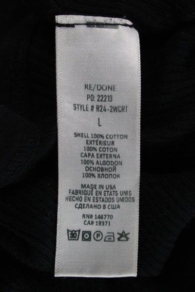 Re/Done x Hanes Women Cropped Basic Black Cotton Tank 90s Round Neck Size L