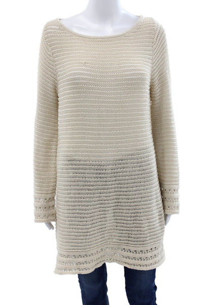 Z Supply Unisex Pullover Sweater Beige Striped Cotton Long Sleeve Size M