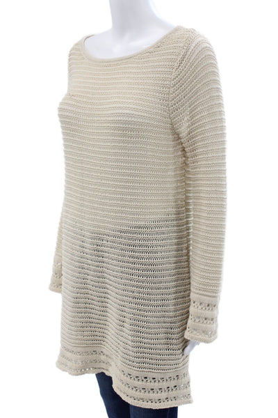 Z Supply Unisex Pullover Sweater Beige Striped Cotton Long Sleeve Size M