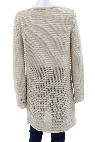 Z Supply Unisex Pullover Sweater Beige Striped Cotton Long Sleeve Size M