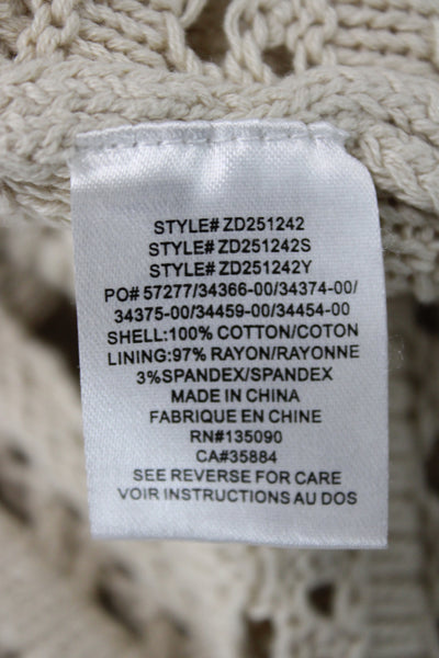 Z Supply Unisex Pullover Sweater Beige Striped Cotton Long Sleeve Size M