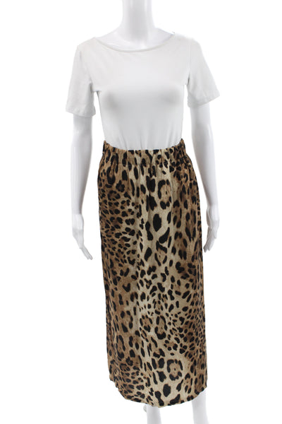 Muze Womens Pencil Skirt Beige Animal Print Midi Cotton Size S