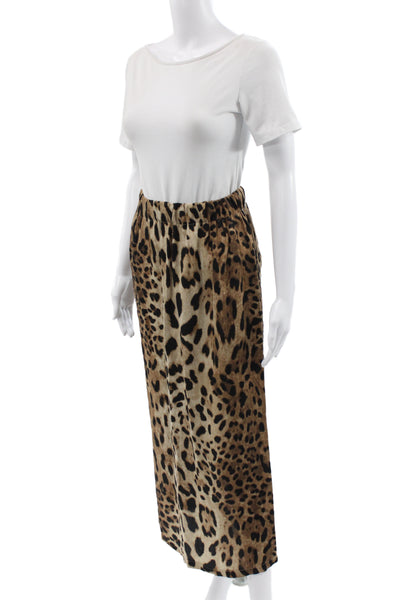Muze Womens Pencil Skirt Beige Animal Print Midi Cotton Size S