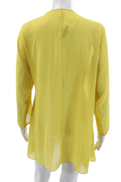 Devon Windsor Womens Yellow V-Neck Tunic 3/4 Sleeve Solid Polyester Size S