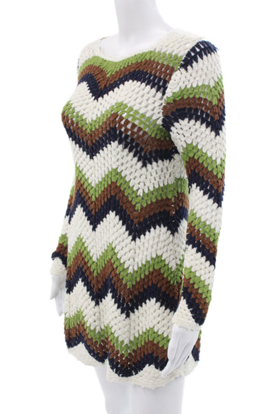 MNG Women Sweater Dress White Wool Round Neck Long Sleeve Size 6