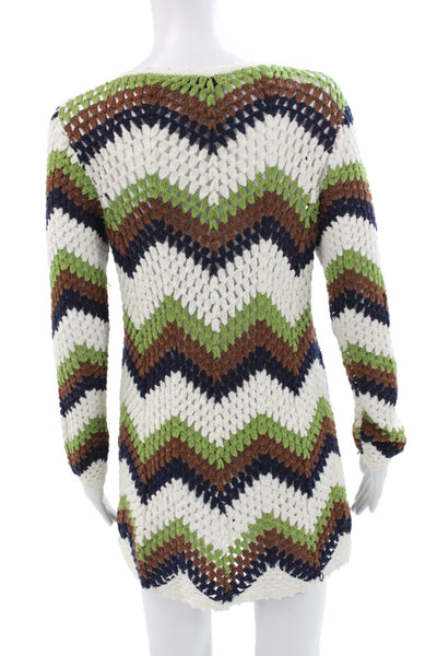 MNG Women Sweater Dress White Wool Round Neck Long Sleeve Size 6