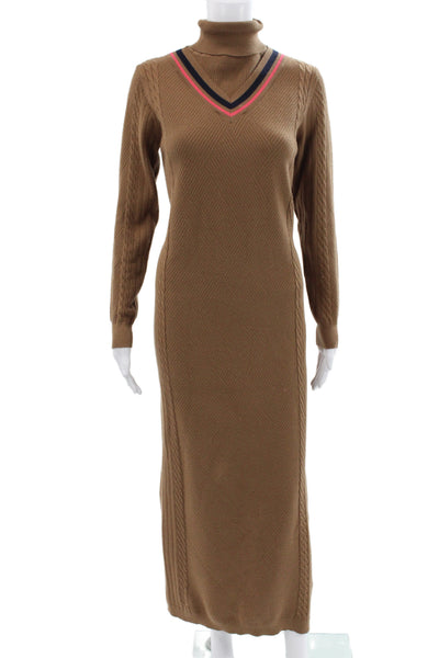 Slate Women Brown Turtleneck Long Sleeve Maxi Sweater Dress Size XS