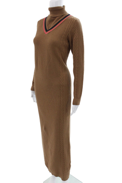 Slate Women Brown Turtleneck Long Sleeve Maxi Sweater Dress Size XS