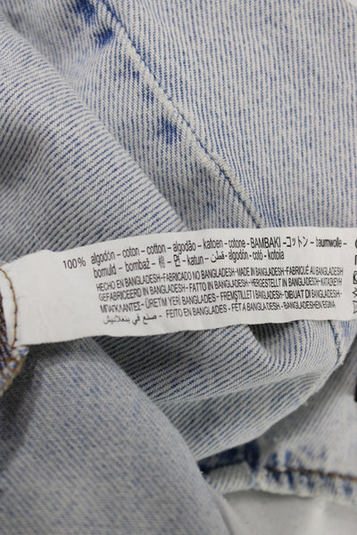 Zara Womens Light Blue Collared Cotton Button Long Sleeve Jacket Size M