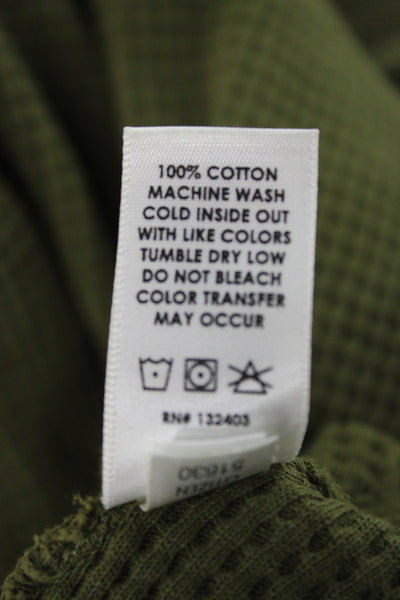 Cotton Citizen Womens Cropped Basic Green Mock Neck Long Sleeve Top Size S