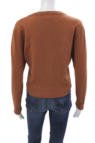 Intermix Women Pullover Crew Neck Viscose Long Sleeve Brown Size L