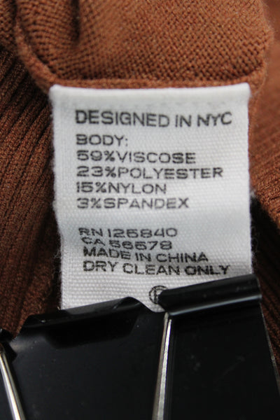 Intermix Women Pullover Crew Neck Viscose Long Sleeve Brown Size L