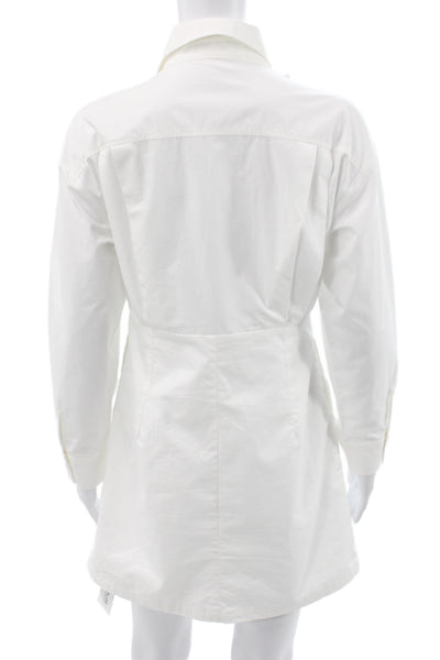 Innovare Denim Women Shirt Dress White Cotton Long Sleeve Button Size S