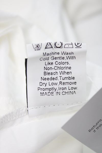 Innovare Denim Women Shirt Dress White Cotton Long Sleeve Button Size S