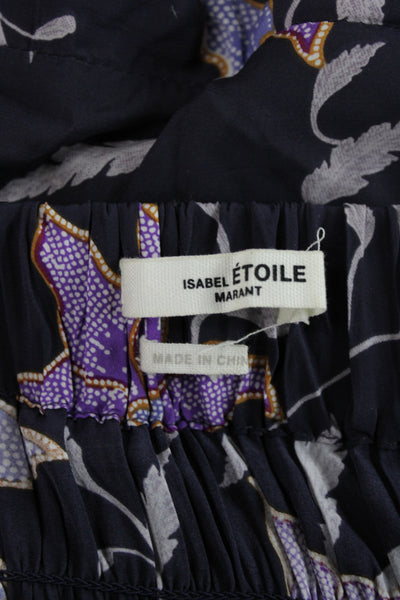 Isabel Marant Etoile Womens Maxi Peasant Floral Viscose Skirt Dark Blue Size 36