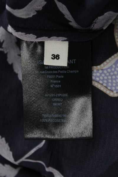 Isabel Marant Etoile Womens Maxi Peasant Floral Viscose Skirt Dark Blue Size 36
