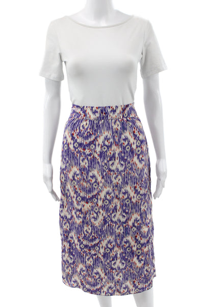 Isabel Marant Etoile Women Purple Straight Pencil Midi Silk Skirt Size 36