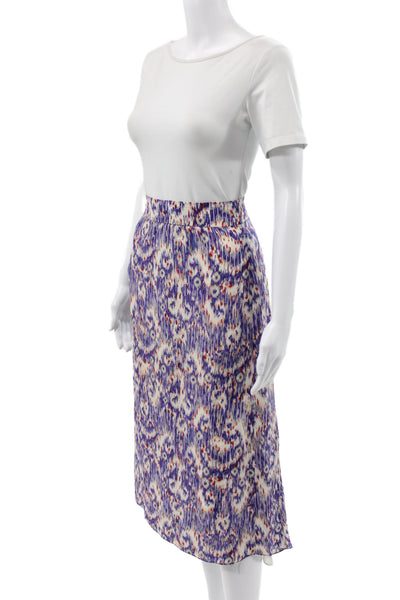 Isabel Marant Etoile Women Purple Straight Pencil Midi Silk Skirt Size 36