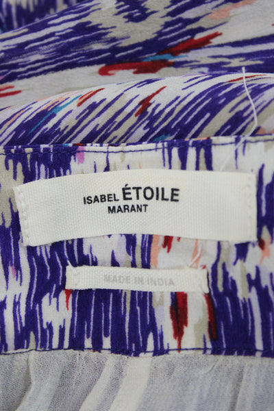 Isabel Marant Etoile Women Purple Straight Pencil Midi Silk Skirt Size 36