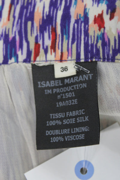 Isabel Marant Etoile Women Purple Straight Pencil Midi Silk Skirt Size 36
