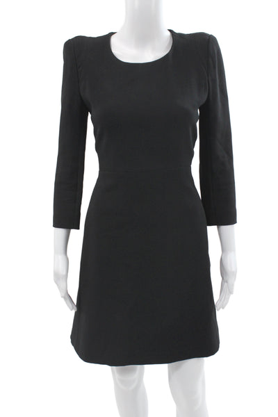 Chloe Women A-Line Sheath Black Dress 3/4 Sleeve Round Neck Size S