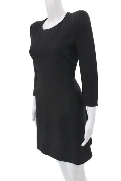 Chloe Women A-Line Sheath Black Dress 3/4 Sleeve Round Neck Size S