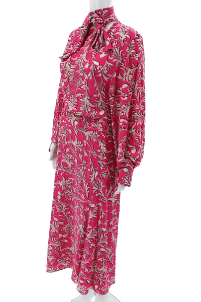 Isabel Marant Etoile Women Pink Floral Shirt Dress High Neck LongSleeve Size 36