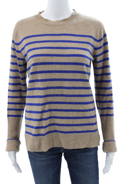 La Ligne Unisex Pullover Cashmere Striped Crew Neck Long Sleeve Beige Size S