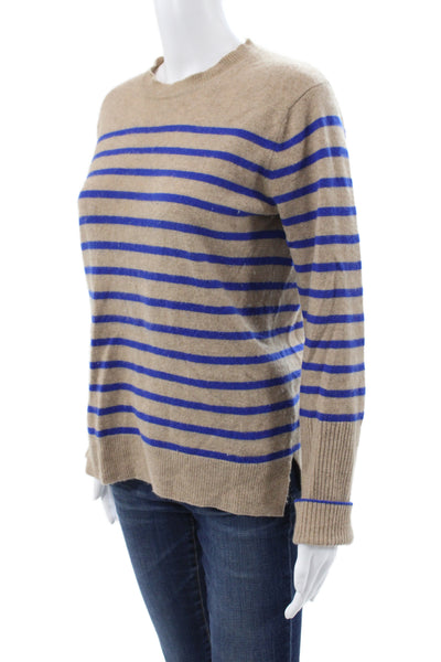 La Ligne Unisex Pullover Cashmere Striped Crew Neck Long Sleeve Beige Size S