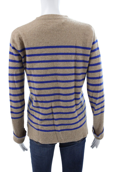 La Ligne Unisex Pullover Cashmere Striped Crew Neck Long Sleeve Beige Size S