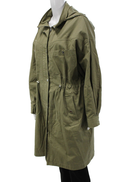 Ba&Sh Women Anorak Military Parka Green Button Cotton Long Sleeve Size 2