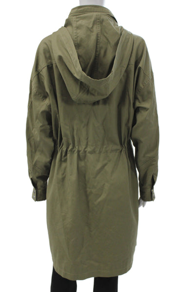 Ba&Sh Women Anorak Military Parka Green Button Cotton Long Sleeve Size 2