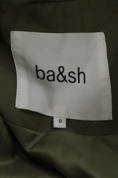Ba&Sh Women Anorak Military Parka Green Button Cotton Long Sleeve Size 2