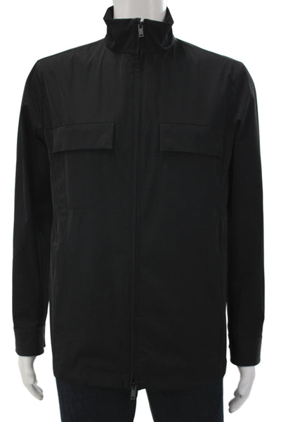 Theory Mens Designer Military Jacket Black High Neck Zip Size M