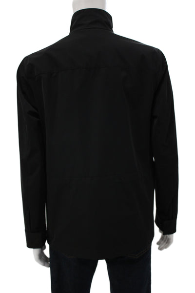 Theory Mens Designer Military Jacket Black High Neck Zip Size M