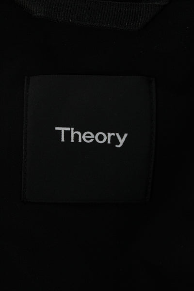 Theory Mens Designer Military Jacket Black High Neck Zip Size M