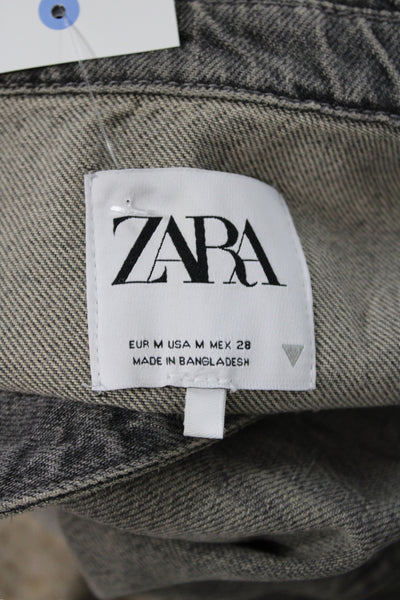 Zara Womens Gray Long Sleeve Collared Jumpsuit Size M