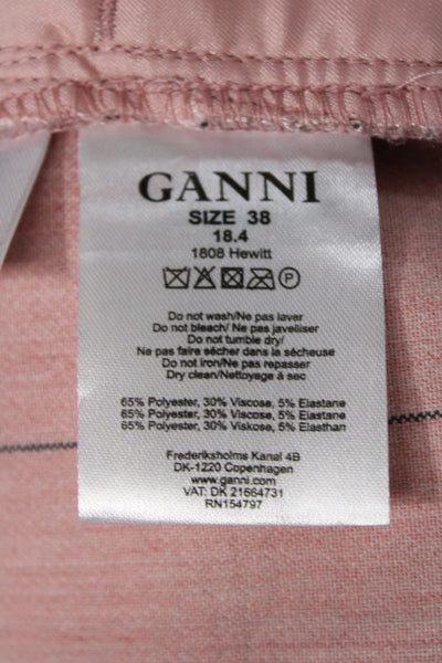 Ganni Womens Double Breasted Plaid Long Sleeve Blazer Pants Suit Set Pink Sz 40