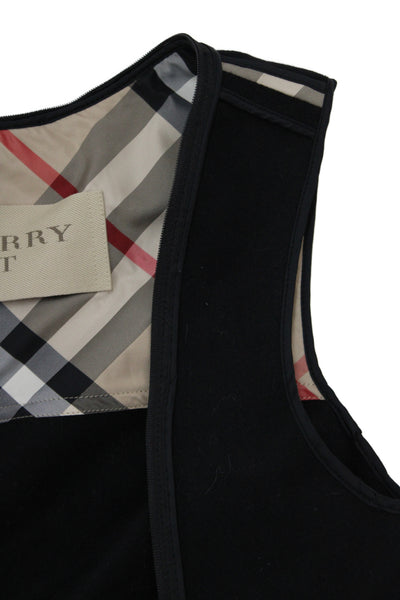 Burberry Brit Women Sleeveless Black Check Cotton Polyester Vest Zip Size 4