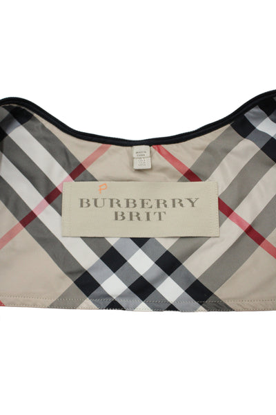 Burberry Brit Women Sleeveless Black Check Cotton Polyester Vest Zip Size 4