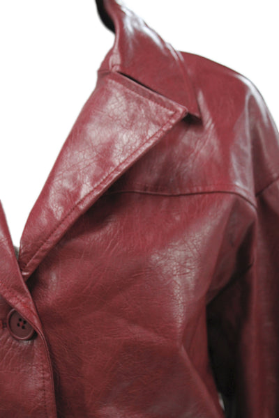 Reclaimed Vintage Womens Red Button Long Sleeve 90s Viscose Jacket Size 4