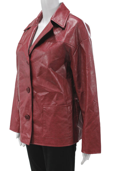 Reclaimed Vintage Womens Red Button Long Sleeve 90s Viscose Jacket Size 4
